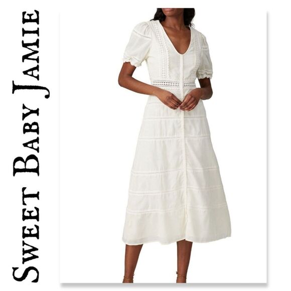 sweet baby jamie Dresses & Skirts - Sweet Baby Jamie Ivory Lace Midi Dress RENT THE RUNWAY